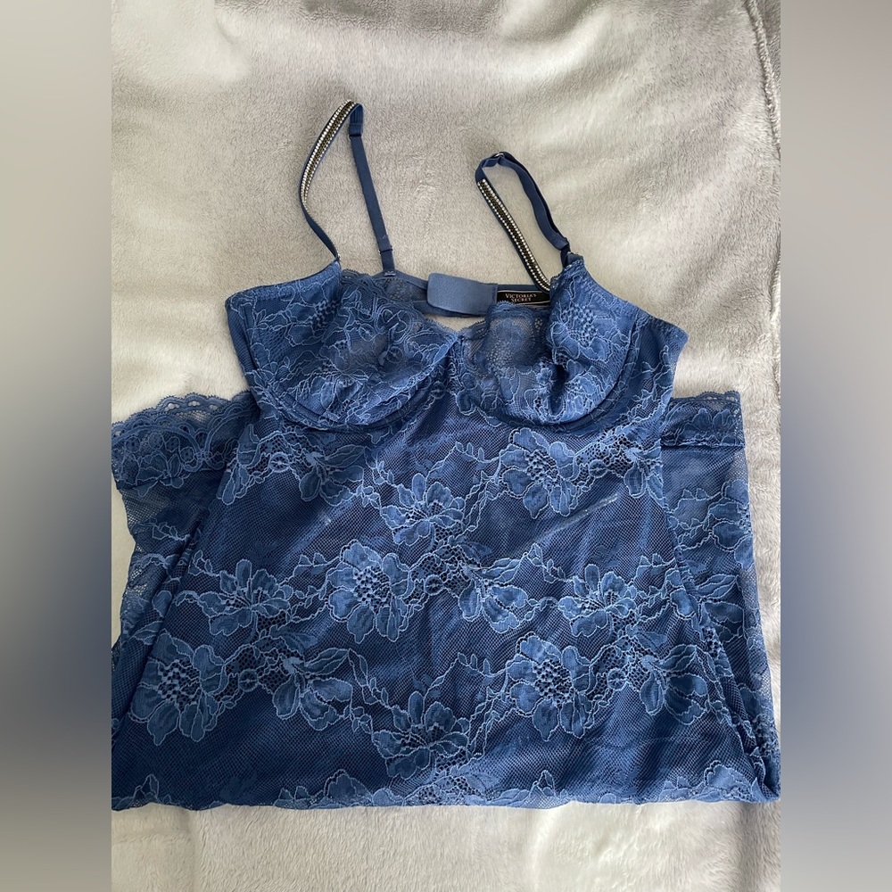 Beautiful rhinestone strap chemise sz L - Picture 9 of 13